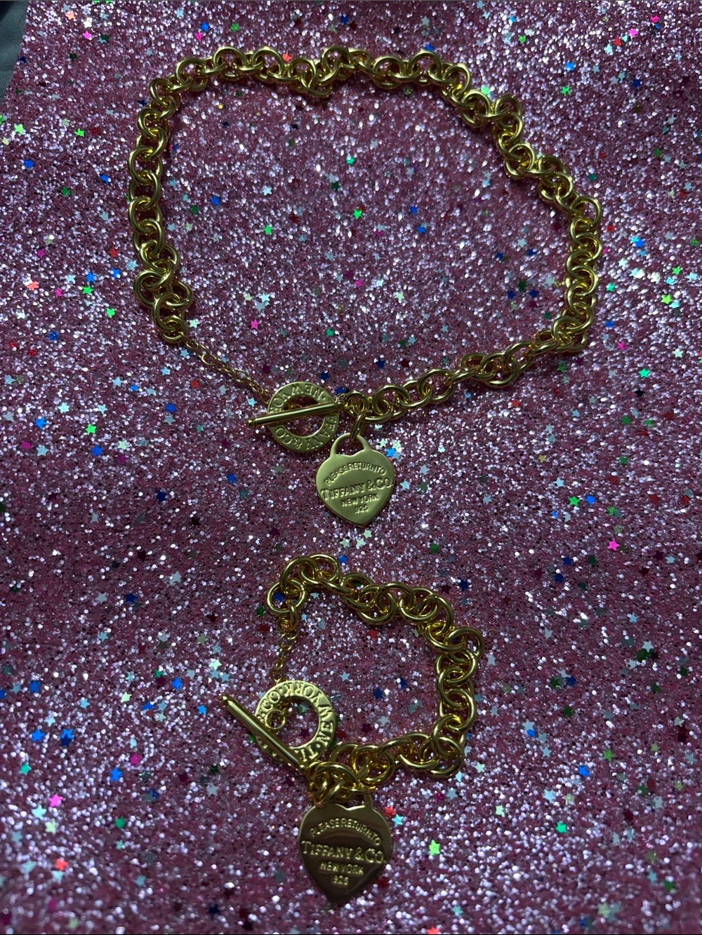 Tiffany & Co. Gold-Tone Heart Charm Bracelet